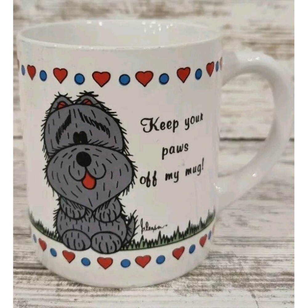 Vintage Message Mugs Keep Your Paws Off My Mug Dog Coffee Mug 8 Oz Korea